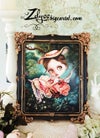 'The Swing' : Fine Art Print in hand-painted frame 10.6x12.6"