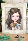 Vintage babies - 'Kitty' :  Acrylics painting 9.05x11.42"