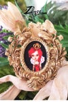 'Red Heart Queen' : Miniature Fine art print inside ooak resin mini frame 2.36x2.75"
