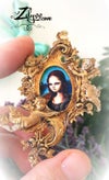 'Mona Lisa' : Miniature Fine art print inside ooak resin mini frame 1.96x2.75"