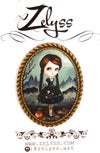 'Wednesday Blythe' : Miniature Fine art print inside metal frame