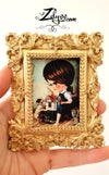 'Painting the little house' : Miniature Fine art print inside hand-made frame